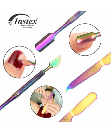 INSTEX Professional Cuticle Nail Scissors & Files Set | Curved Steel Blade for Thick Toenails & Manicure Pedicure | Men Women Beard Nose Trimming | Blue Multicolour - Buy Online on GoSupps.com