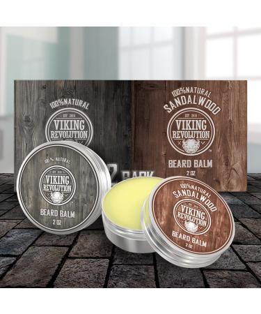Viking Revolution Beard Balm - Natural Argan Oil & Mango Butter for Softening & Strengthening Beards - Pack of 2, Citrus & Sandalwood Scents - Buy Online on GoSupps.com