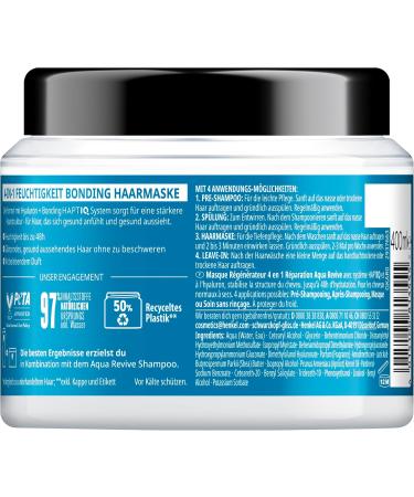 Gliss Aqua Revive 4 in 1 Moisturizing Treatment (400 ml) with HAPTIQ System and Hyaluronic Acid for a Hydrated Hair Feel Hair Mask for Normal to Dry Hair - Buy Online on GoSupps.com