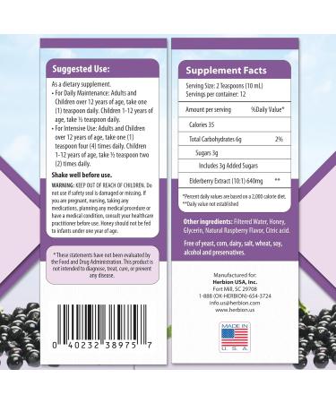 Herbion Naturals Elderberry Syrup - Immune Support for Adults & Kids Honey Sweetened Natural Raspberry Flavor - Shop Now! - Buy Online on GoSupps.com