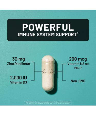 NatureWise Zinc Picolinate with D3 + K2 - Zinc Supplements for Men & Women + Vitamin D3 K2 - Supports Immune & Bone Health* - Non-GMO Gluten Free USA Manufactured - 30 Capsules 30 Day Supply Unflavored 30 Count (Pack of 1) - Buy Online on GoSupps.com