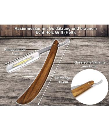 Premium Solingen Shaving Set - Made in Germany | Extra Wide Leather Wooden Handle Razor with Gold Etching | Perfect for International Shipping - Buy Online on GoSupps.com