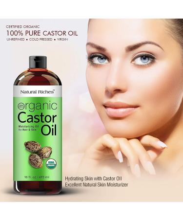 Organic Castor Oil USDA Certified for Hair Growth & Skin Health -16 fl. oz - Buy Online on GoSupps.com