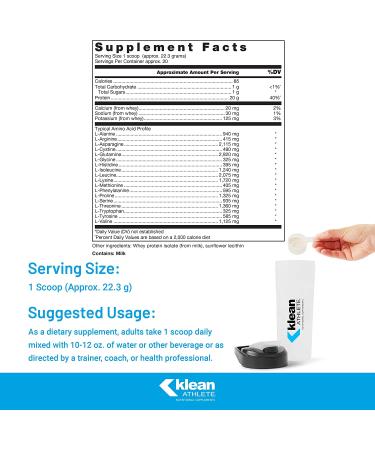 Klean Athlete Klean Isolate | Whey Protein Isolate for Muscle Integrity* | NSF Certified | 20 Servings - Buy Online on GoSupps.com