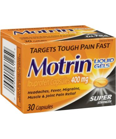 Motrin Ibuprofen Super Strength Liquid Gels Pain Reliever Menstrual Pain Back Pain 400mg 30 Liquid Gels 30 Count (Pack of 1) Liquid Gels - Buy Online on GoSupps.com