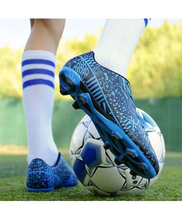 Sainilei Children's Soccer Shoes - Boys FG/AG Outdoor Football Shoes Men TF Training Shoes Size 33 EU Black Blue - Buy Online on GoSupps.com