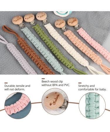 Handmade Braided Cotton Pacifier Clips for Boys & Girls - 11 Inch Holder with Wooden Clips | Fits All Pacifiers & Teething Toys | 3 Pack (PlumGrayPink) - Buy Online on GoSupps.com