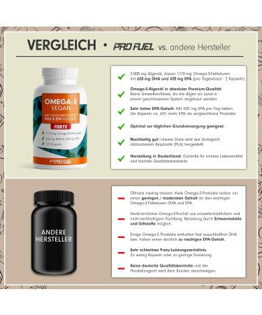 Buy Omega-3 Vegan Forte - 120 Algae Oil Capsules - 2000mg Daily Dose - 630mg DHA & 420mg EPA - High Dose Vegan Omega-3 - Laboratory Tested - International Shipping - Buy Online on GoSupps.com