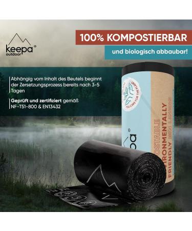 Keepa Outdoor Compostable Toilet Bags - 20 Tearproof Odor-Tight 40L - Ideal for Kitchen & Camping Waste Disposal - Buy Online on GoSupps.com
