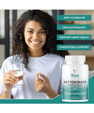 Vinco Nattokinase Capsules - 2000fu Nattokinase Extract - 120 Capsules - Heart Health & Circulation Support - Non-GMO, Gluten Free - UK Made - Buy Online on GoSupps.com