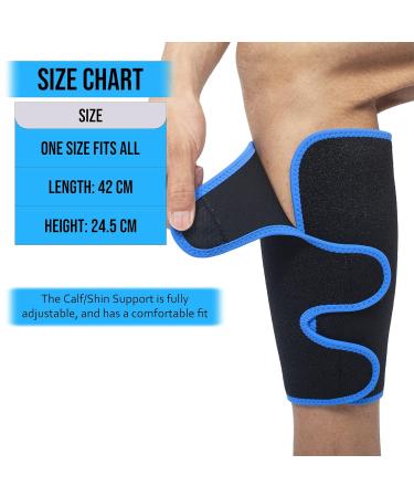 Neoprene Calf Sleeve Support for Shin Splint - 360 Relief for Pain Relief in Cycling, Running, Jogging, and More | Black/Blue with Mesh Laundry Bag - Buy Online on GoSupps.com