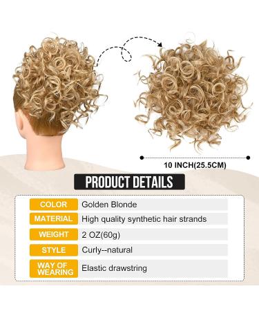 Flufymooz Messy Bun Hairpiece for Women | Elastic Drawstring Large Curly Bun Scrunchie | Synthetic Hair Extensions in Golden Blonde - Buy Online on GoSupps.com