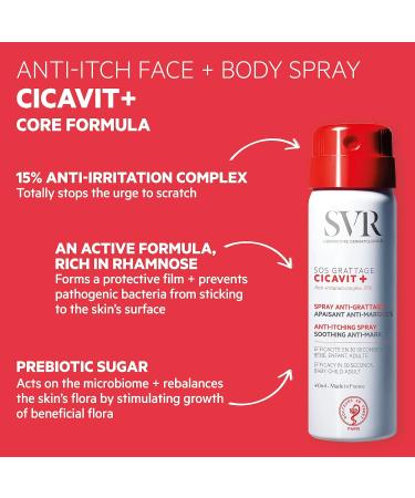 SVR CICAVIT+ SOS Ultra-Rapid Anti-Itch Relief Face and Body Spray for Soothing and Cooling Itchy and Damaged Skin Alll Ages 40ml - Buy Online on GoSupps.com