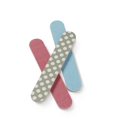Manicare nail files small padded 3-pack for shaping natural and artificial nails medium grain robust robust for at home salons professional manicure or pedicure mini-nail files pink blue