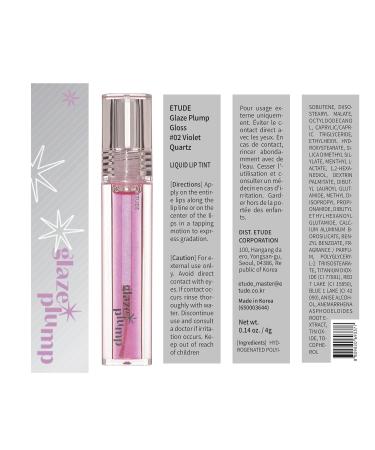 ETUDE Glaze Plumper - Violet Quartz | Vegan Korean Lip Plumper & Gloss | Volumizing Shimmer Makeup for Daily Use - Buy Online on GoSupps.com