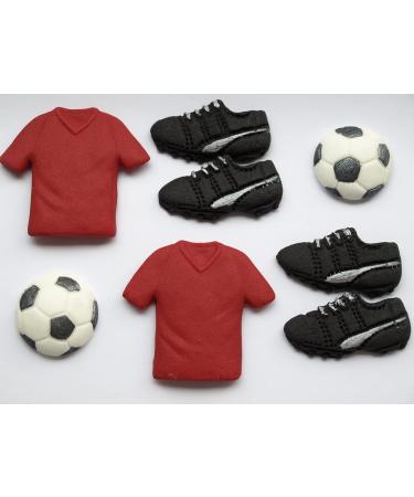 8x Football Happy Birthday Cake Toppers Edible Fondant Cupcake Decor Red Shirt Fan Football Kit - Buy Online on GoSupps.com