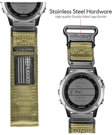 Garmin Watch Band - Rugged Nylon Sports Strap with Woven Loop Design - 26MM Green - Compatible with fnix/Forerunner/Vivoactive/Approach/MARQ/quatix/D2 Series - Tough Replacement Band for Men - Buy Online on GoSupps.com