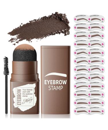 Eyebrow Stamp Stencil Kit - 1 Step Eye Brow Stencil Kit for Beginners  Brow Stencil and Stamp Kit Long-lasting  Smudge-Proof & Waterproof  24 Reusable Eyebrow Shapes Stencils for Perfect Brow Shape (Black Brown)