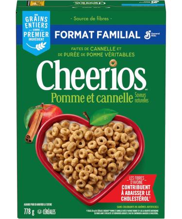 CHEERIOS - FAMILY SIZE PACK - Naturally Flavoured Apple Cinnamon Cereal Box No Artificial Colours No Artificial Flavours Whole Grains 778 Grams Package - Buy Online on GoSupps.com