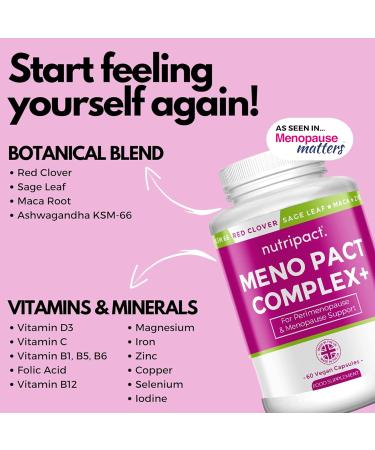 Meno Pact Support Complex - Menopause Supplement for Women - 60 Vegan Capsules - Buy Online on GoSupps.com