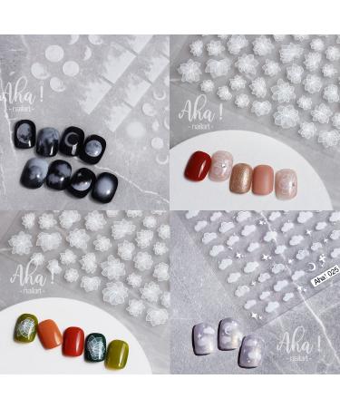 3D Self-Adhesive Flower Nail Art Sticker Decals - Fashionable White Floral Design for Manicure and Toenails - 3 Sheets - Buy Online on GoSupps.com
