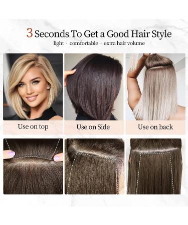 LNERATO 4 PCS Hair Toppers for Women Synthetic Clips in Hair Topper Invisible Clips in Hair Extension with Thinning Hair Adding Hair Volume Hairpieces for Daily Use(Double 4 inch and Double 8 inch Black Brown) 6 - Buy Online on GoSupps.com