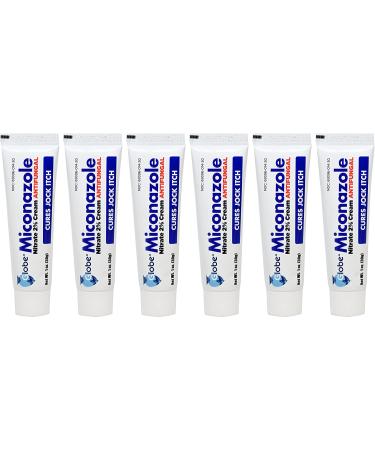 6 Pack Globe Miconazole Nitrate 2% Anti Fungal Cream - 1oz Tube | Treats Athlete's Foot, Jock Itch, Ringworm - Buy Online on GoSupps.com