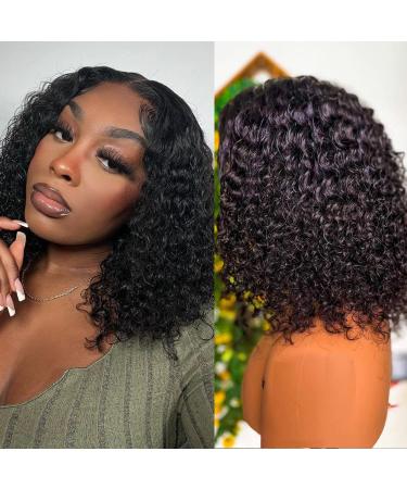 Valgerdr 12 inch Bob Wig Human Hair Short Curly Wigs for Black Women 4x4 Lace Closure Wigs Human Hair Wigs 180% Density