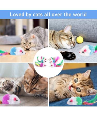 Molain 12 Pieces Cat Mice Toys Furry Cat Toy Interactive Toys Cat Mouse Animals Toys for Indoor Cats and Kittens - Buy Online on GoSupps.com