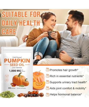 Pumpkin Seed Oil Capsules 300 Softgels Cold Pressed Pumpkin Seed Oil Supplement with Essential Fatty Acids Non-GMO Gluten-Free Supports Hair Prostate & Urinary Wellness - Buy Online on GoSupps.com