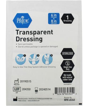Medpride Transparent Film Wound Dressing 6 x 8 - 10 Pack, Sterile, Semi-Permeable for Burns, Wounds, and Traumas - Buy Online on GoSupps.com