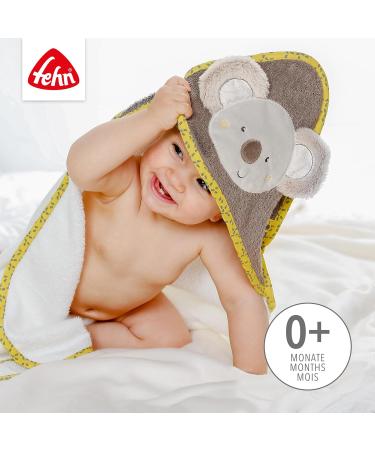 Fehn Baby Bathing Towel Australia - Hooded Cotton Poncho for Toddlers with Sweet Koala - 80x80 cm - Buy Online on GoSupps.com