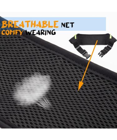USHAKE Slim Running Belt - Black Waist Pack for Men and Women | iPhone Holder for Running, Walking, Cycling, Gym - 3 Yellow Zippers - Buy Online on GoSupps.com