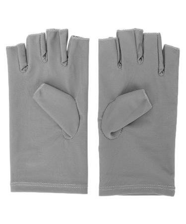 Professional 1 Pair UV Gloves For Nails Art Light Protection Gel Polish Manicure Care Fingerless Moisturizing Hand Protector Manicure Tools (Grey)