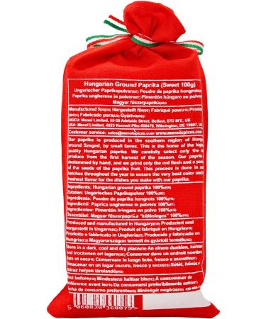 Menol Spices Authentic Hungarian Sweet Paprika Powder (Sweet 100g) Premium Gourmet Quality Produced in region of Szeged Hungary Vibrant Red Incredible Flavour - Buy Online on GoSupps.com