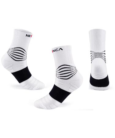 NEENCA Compression Socks, Medical Athletic Ankle Socks for Injury Recovery & Pain Relief, Sports Protection1 Pair, 20-30 mmhg Medium White