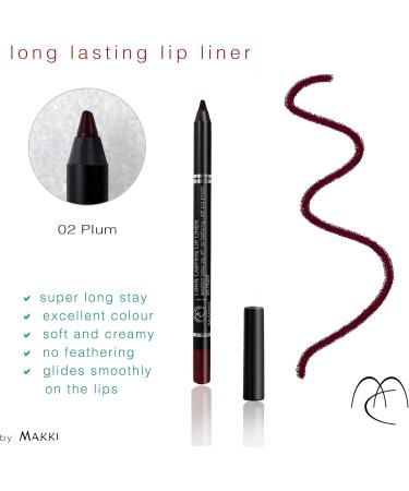 Plum Makki Long Lasting Lip Liner - Intense Color, Creamy Glide, No Feathering - 02 Plum - Buy Online on GoSupps.com