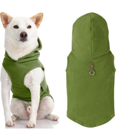 Gooby Fleece Vest Hoodie Dog Sweater - Green, X-Small - Warm Pullover Dog Hoodie with O-Ring Leash - Winter Hooded Small Dog Sweater - Dog Clothes for Small Dogs Boy or Girl, and Medium Dogs 1 Green X-Small (Chest: 11" * Fits Cats)