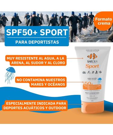 Nidaria SAFE SEA Sports sunscreen to protect the skin against jellyfish stings SPF 50+ Vegan formula High water resistance and high sun protection Suitable for sensitive skin 100 ml - Buy Online on GoSupps.com