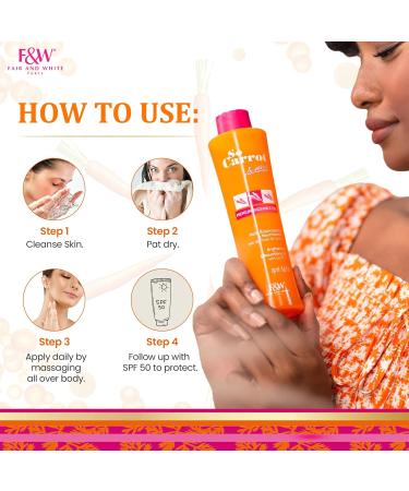 Fair & White So Carrot Brightening Oil - 8.4 fl oz | Natural Moisturizer & Nourisher - Hydrate & Brighten Skin Tone with Glycerin Sweet Almond & Carrot Oil - Buy Online on GoSupps.com