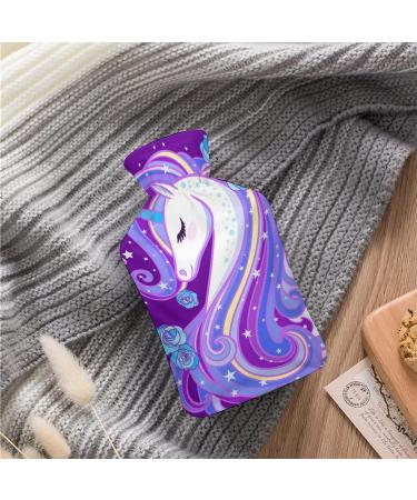 Purple Unicorn Hot Water Bottle with Plush Cover | Cozy Hand Warmer for Adults & Kids | 26.5x15.3cm - International Shipping Available - Buy Online on GoSupps.com