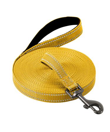 Demigreat tow lines for dogs 3m / 5m / 10m / 15m / 20m Robust long dog leash reflective training line with padded handle and hand loop training leash for small to large dogs 5m / 16ft yellow