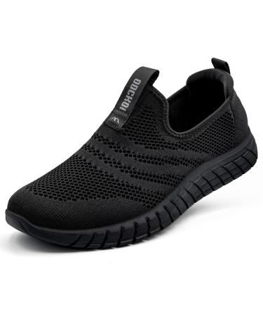 Odckoi Slip on sneaker men without laces sneakers Light running shoes Breakable sports shoes jogging fitness shoes gym outdoor walking shoes 45 EU 1244 black