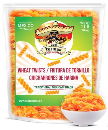 Duritos (Duros) Mexican Wheat Pellet Twists 1LB - Fritura De Tornillo - Traditional Fried Snack- by Turinos 1 Pound (Pack of 1)