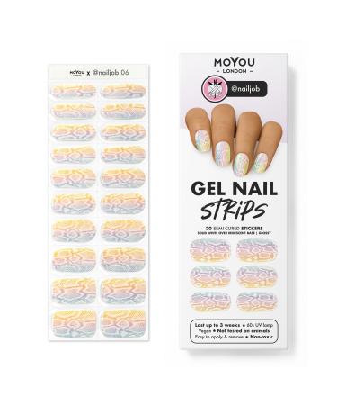 MOYOU LONDON Semi Cured Gel Nail Strips 20 Pc. Gel Wraps for Nails Get 1 Free UV Lamp When You Get 3 or More Easy Apply & Remove for Salon-Quality Manicure -Nailjob 06