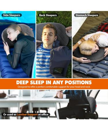 Hikenture Inflatable Camping Pillow with Removable Cover - Ultralight Portable Backpacking Pillow for Sleeping, Beach, Travel, Outdoor Activities in Grey - Buy Online on GoSupps.com