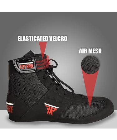 FISTRAGE Leather Kick Boxing Shoes - Unisex Pro Training Boots | Black Lightweight Shoes for Adults & Youth - Size 10.5 Women/9 Men - Buy Online on GoSupps.com