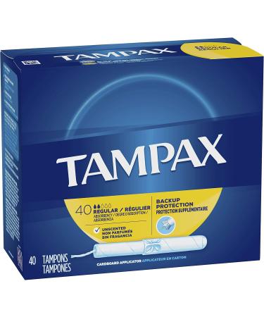 Tampax Cardboard Applicator Tampons - Regular Unscented 40 Count | International Shipping Available - Buy Online on GoSupps.com