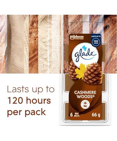 Glade Wax Melts Air Freshener and Odor Eliminator Scented Essential Oils for Home and Bathroom Cashmere Woods 6 Count Cashmere Woods 66 g (Pack of 1) - Buy Online on GoSupps.com