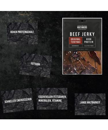 Buy The Meat Makers Original Teriyaki Beef Jerky Snack 300g (12x25g) - Premium Dried Beef Jerky for Humans - International Shipping Available - Buy Online on GoSupps.com